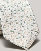 Floral Printed Silk Tie, Light Khaki, hi-res